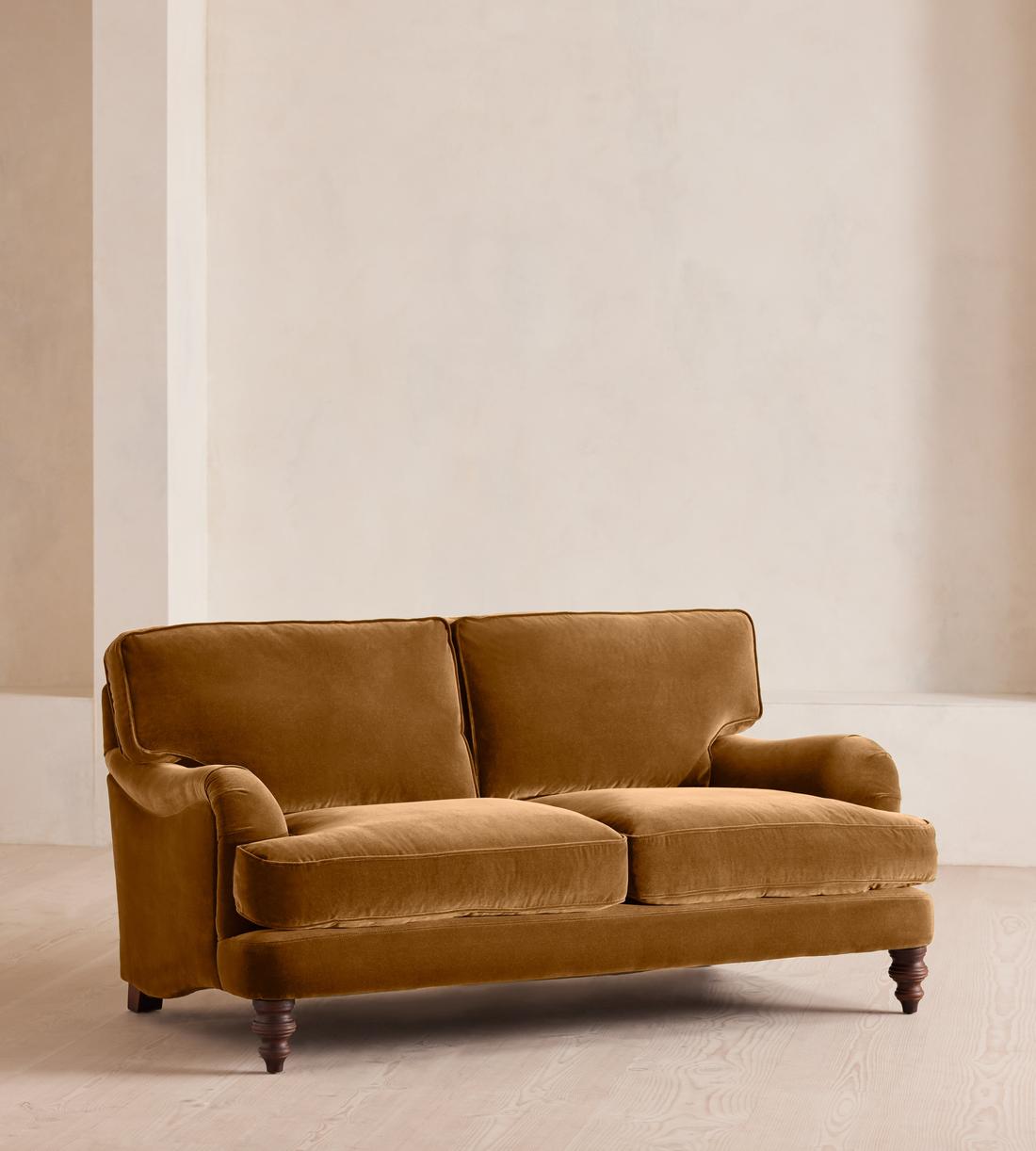 Arundel Two Seater Sofa - Velvet - Mustard - Lifestyle - Image 1