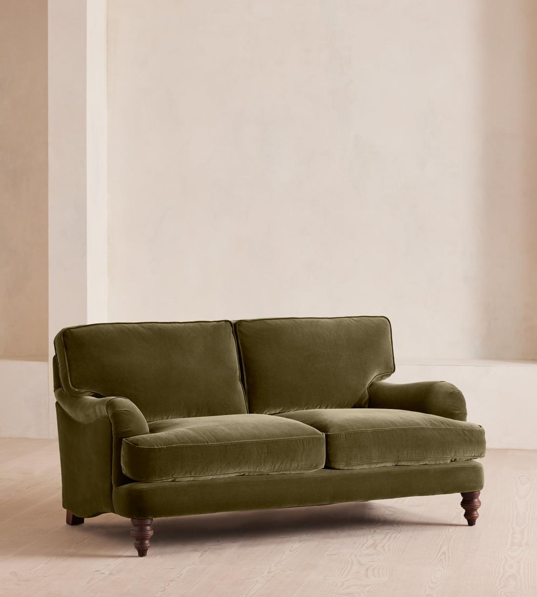 Arundel Two Seater Sofa - Velvet - Olive - Lifestyle - Image 1