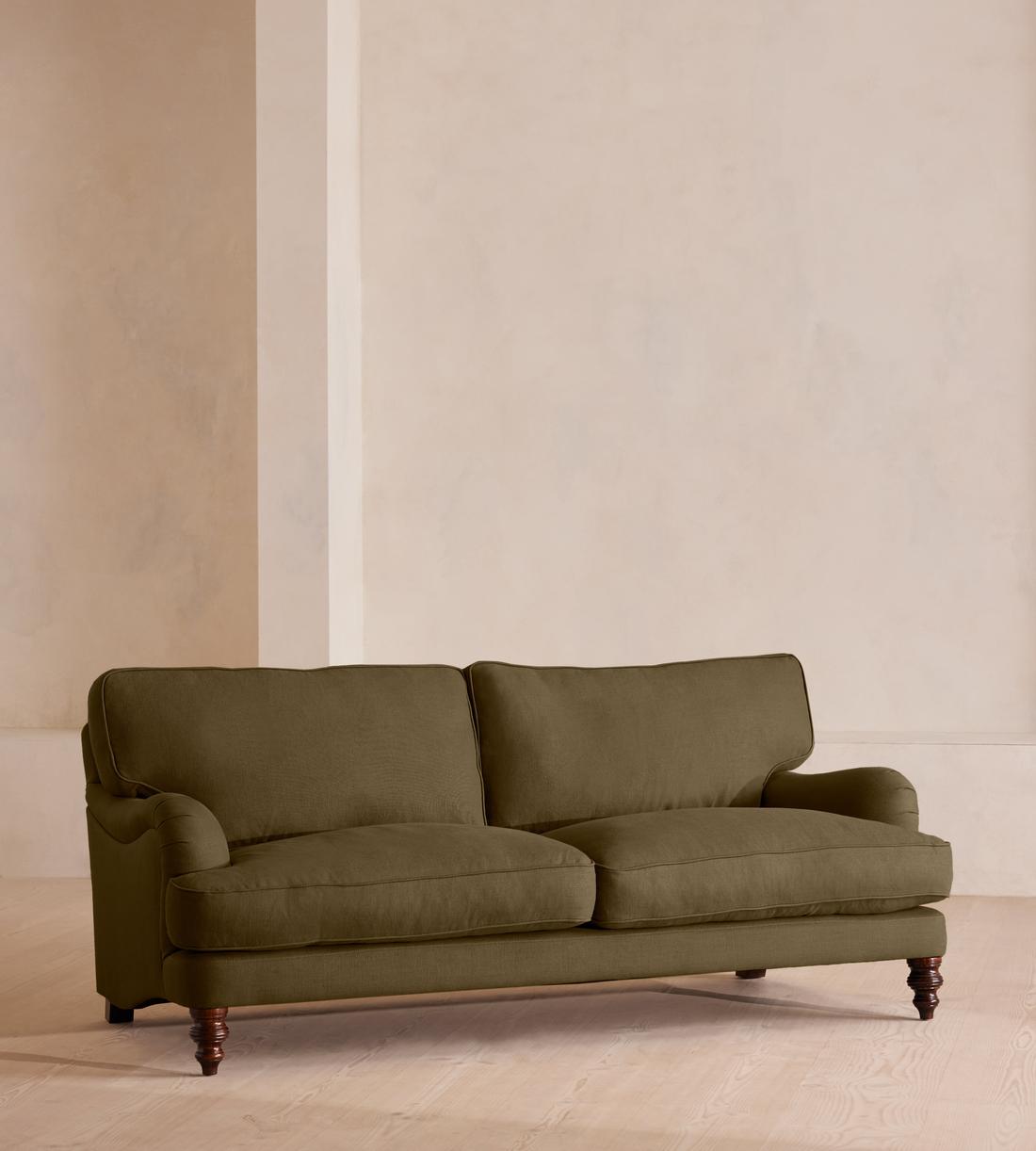 Arundel Three Seater Sofa - Linen - Olive - Lifestyle - Image 1