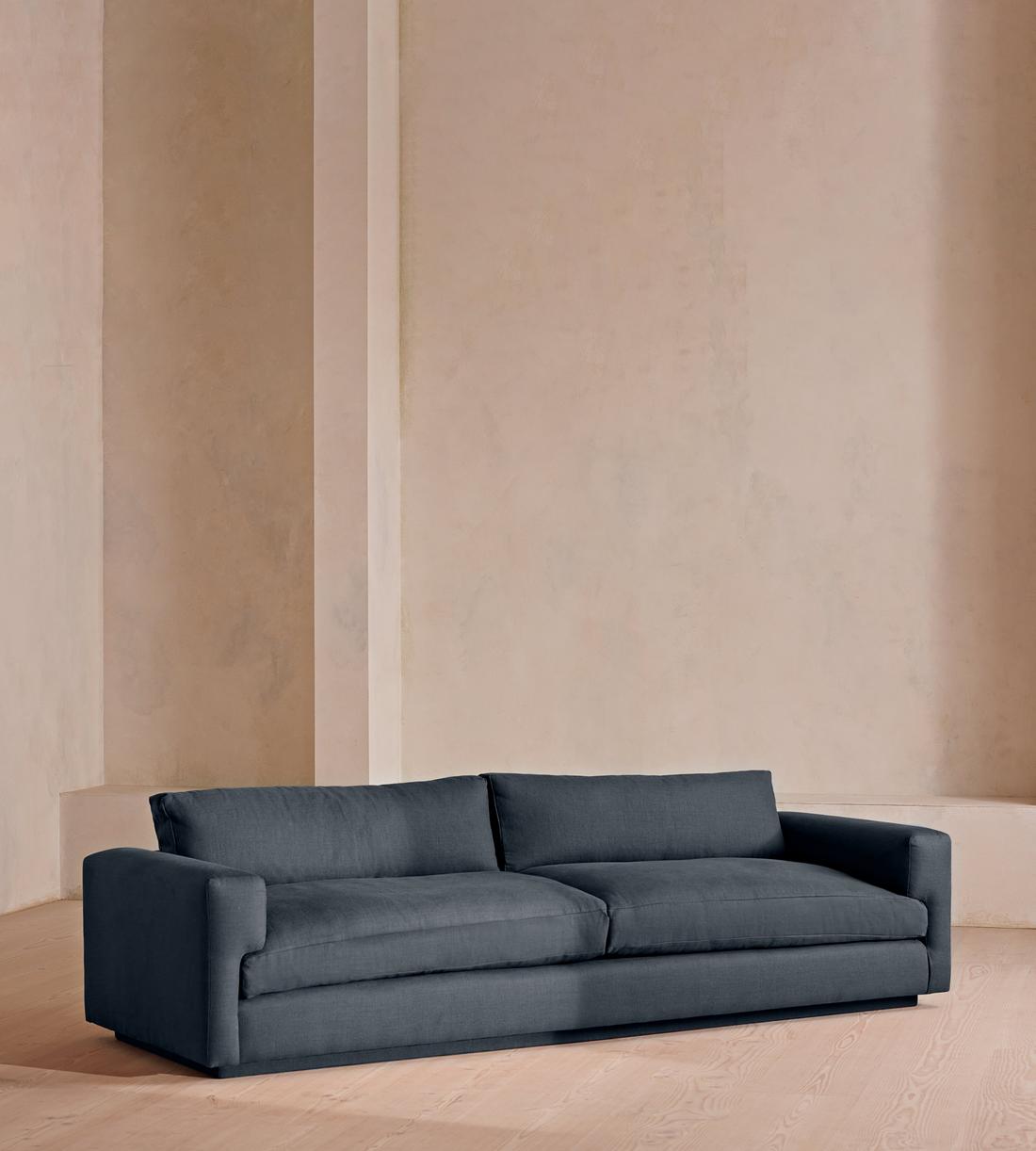 Mossley Four Seater Sofa - Linen - Prussian Blue - US - Listing - Image 2