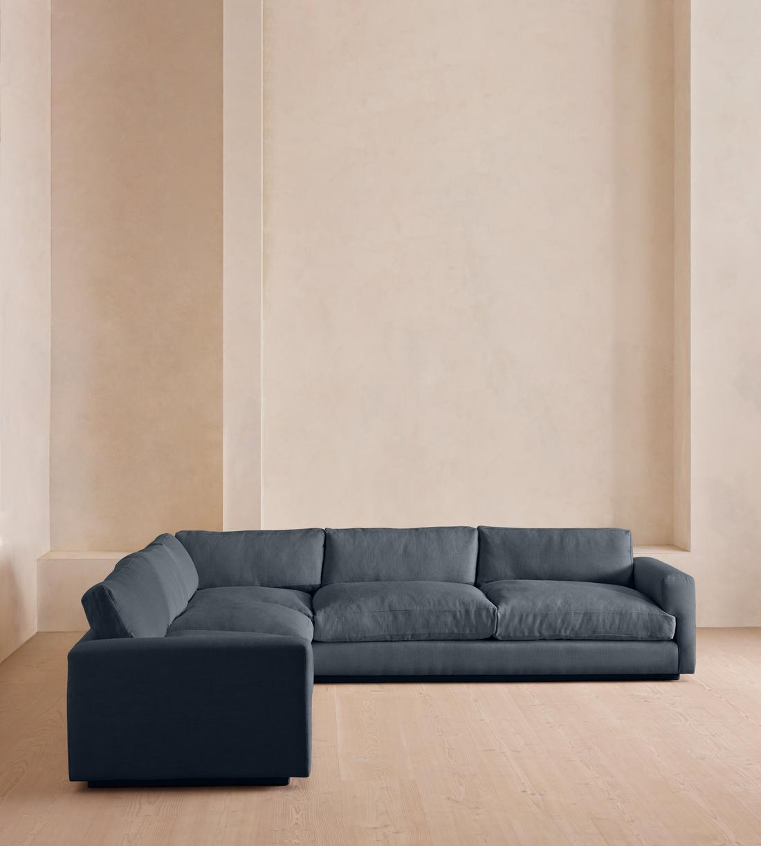 Mossley Corner Sofa - Linen - Prussian Blue - US - Listing - Image 2