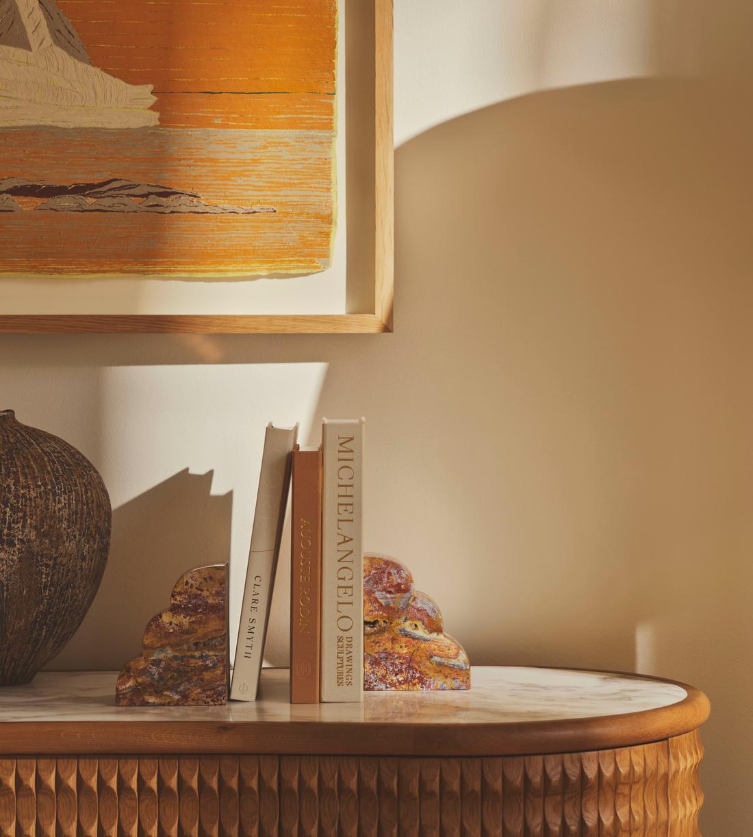 Joanie Bookends - Scalloped Jasper Stone  - Lifestyle - Image 1