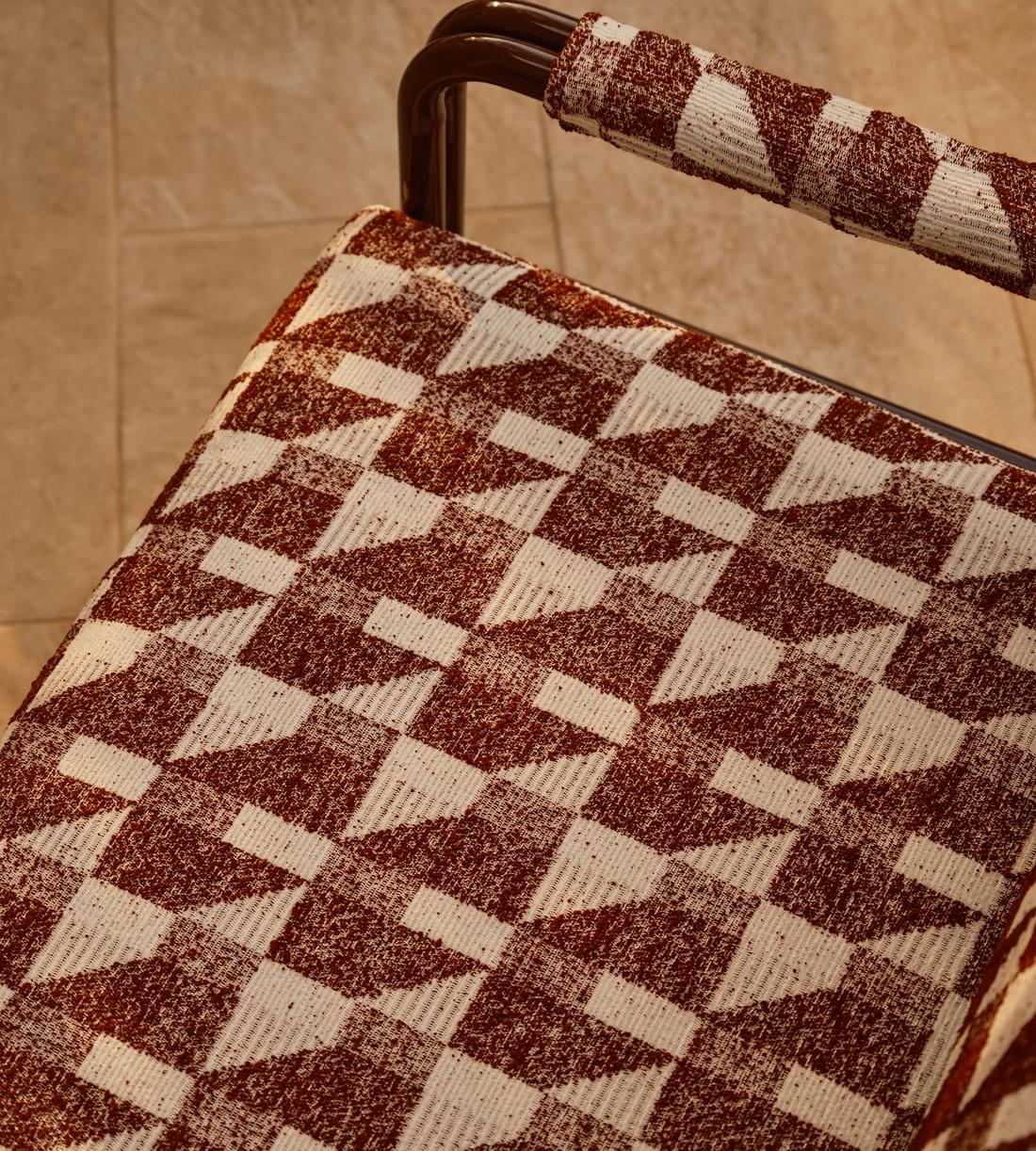 Elias Outdoor Armchair - Geometric - Maroon - UK - Lifestyle - Image 2