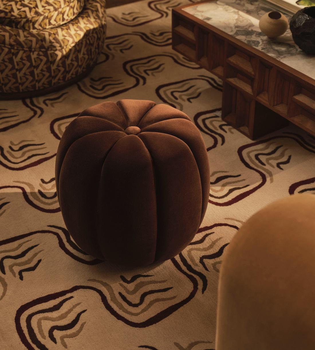 Sofia Footstool - Velvet - Chocolate - US - Lifestyle - Image 1