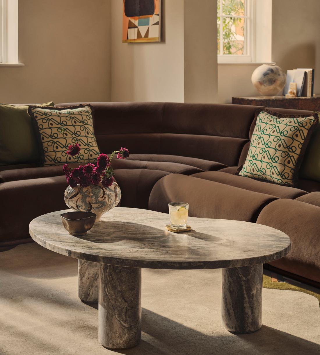 Edison Sectional Sofa - Corner Sofa - Velvet - Chocolate US - Lifestyle - Image 3