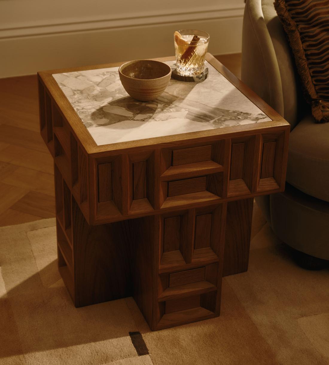 Ivy Side Table - Italian Ocean Grey Marble - Lifestyle - Image 1