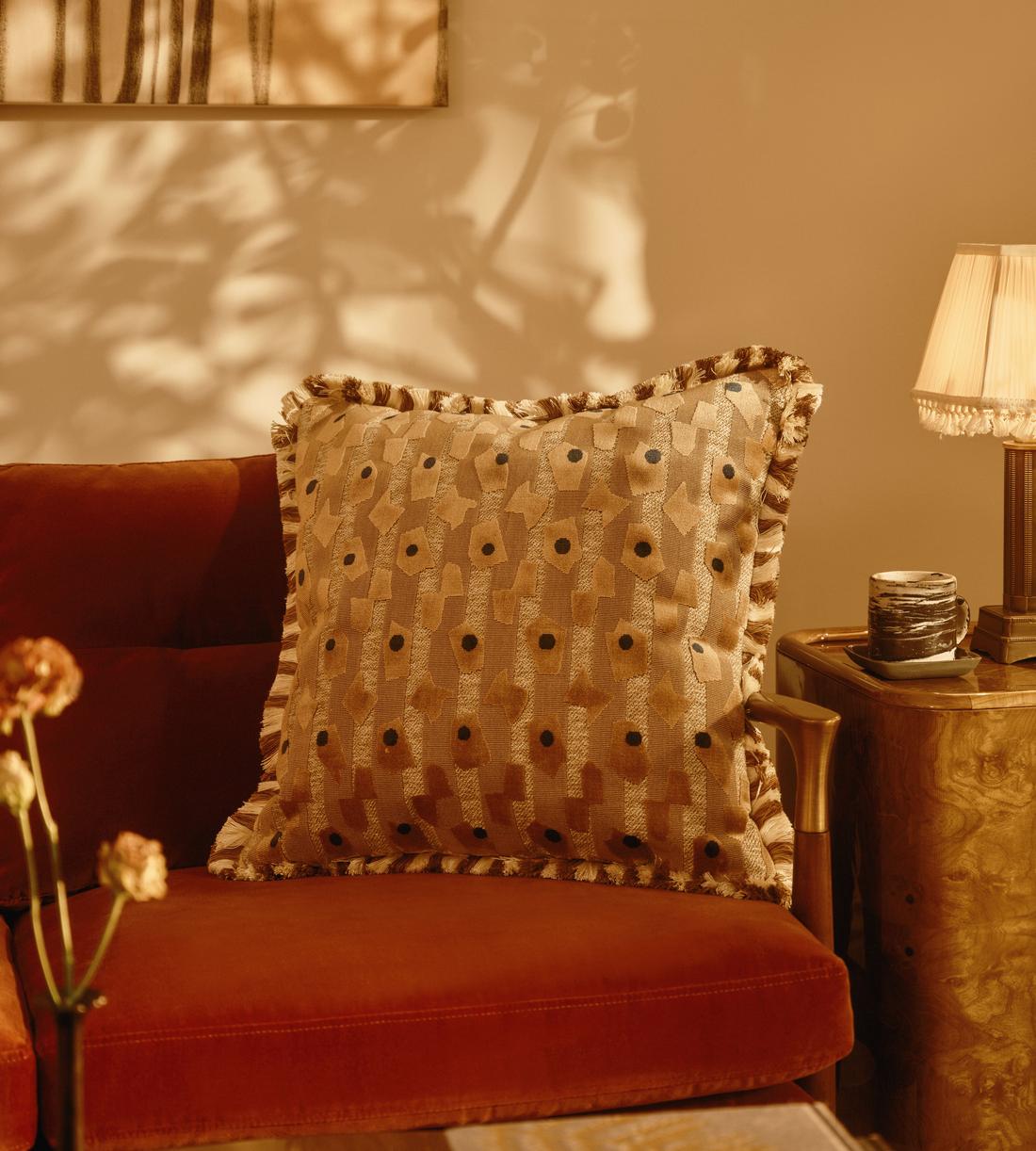 Jeremiah Square Cushion - Caramel - Lifestyle - Image 1