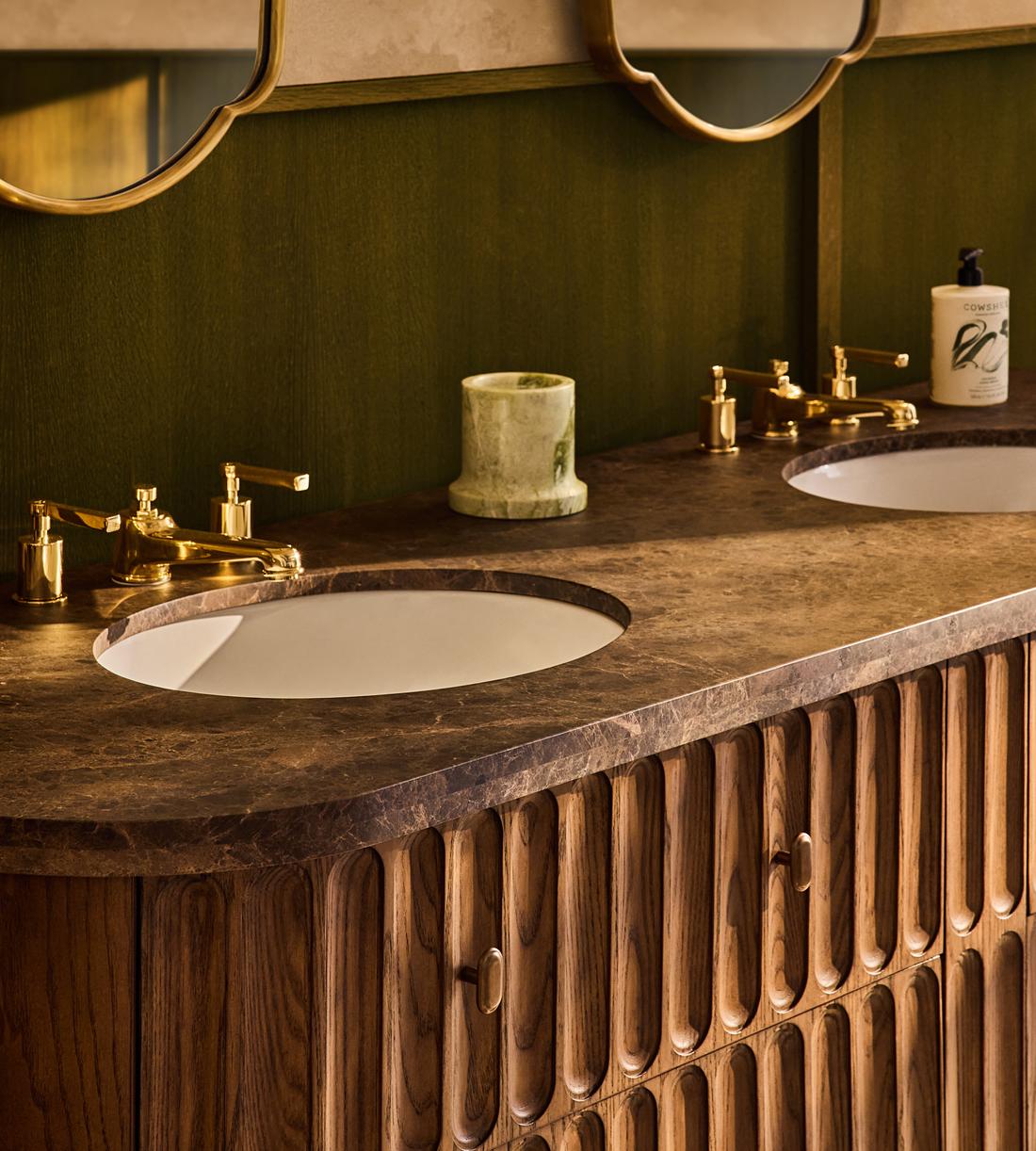 Devon Double Vanity - Dark Emperador - Lifestyle - Image 2