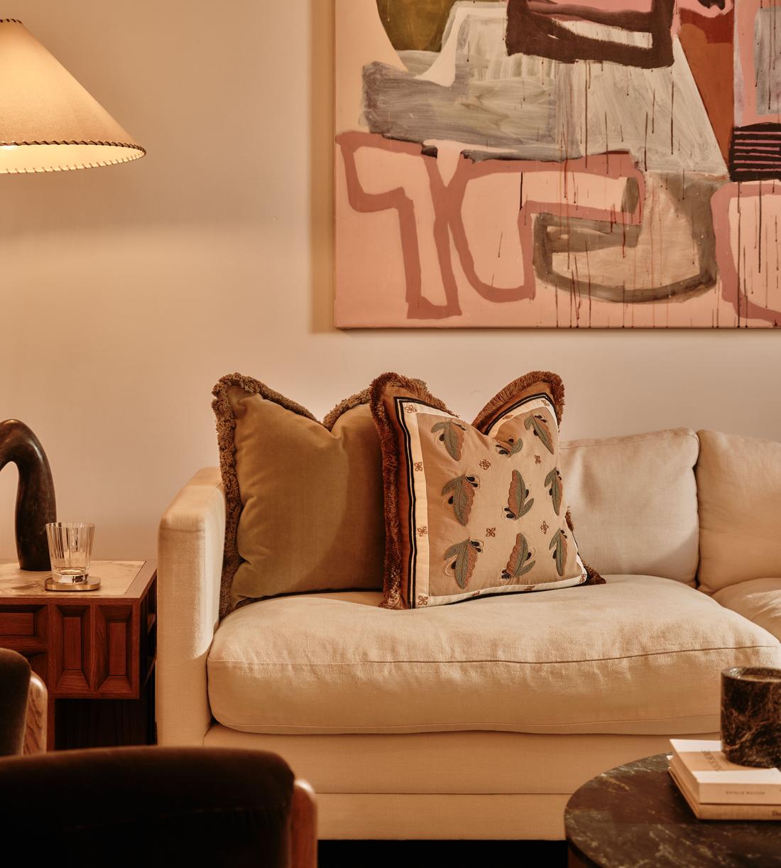 Margeaux Square Cushion - Truffle - Lifestyle - Image 1