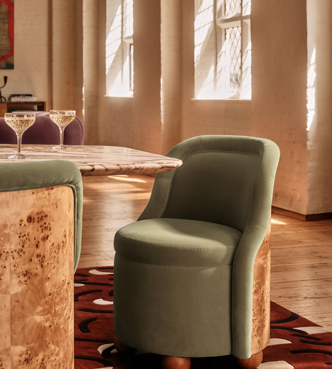 Poline Dining Chair - Velvet - Seafoam - UK - Lifestyle - Image 1