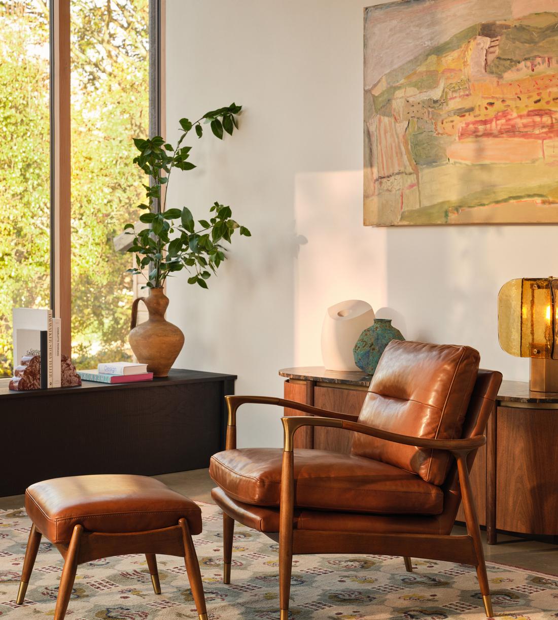 Theodore Armchair - Leather Chestnut - Lifestyle - Image 1