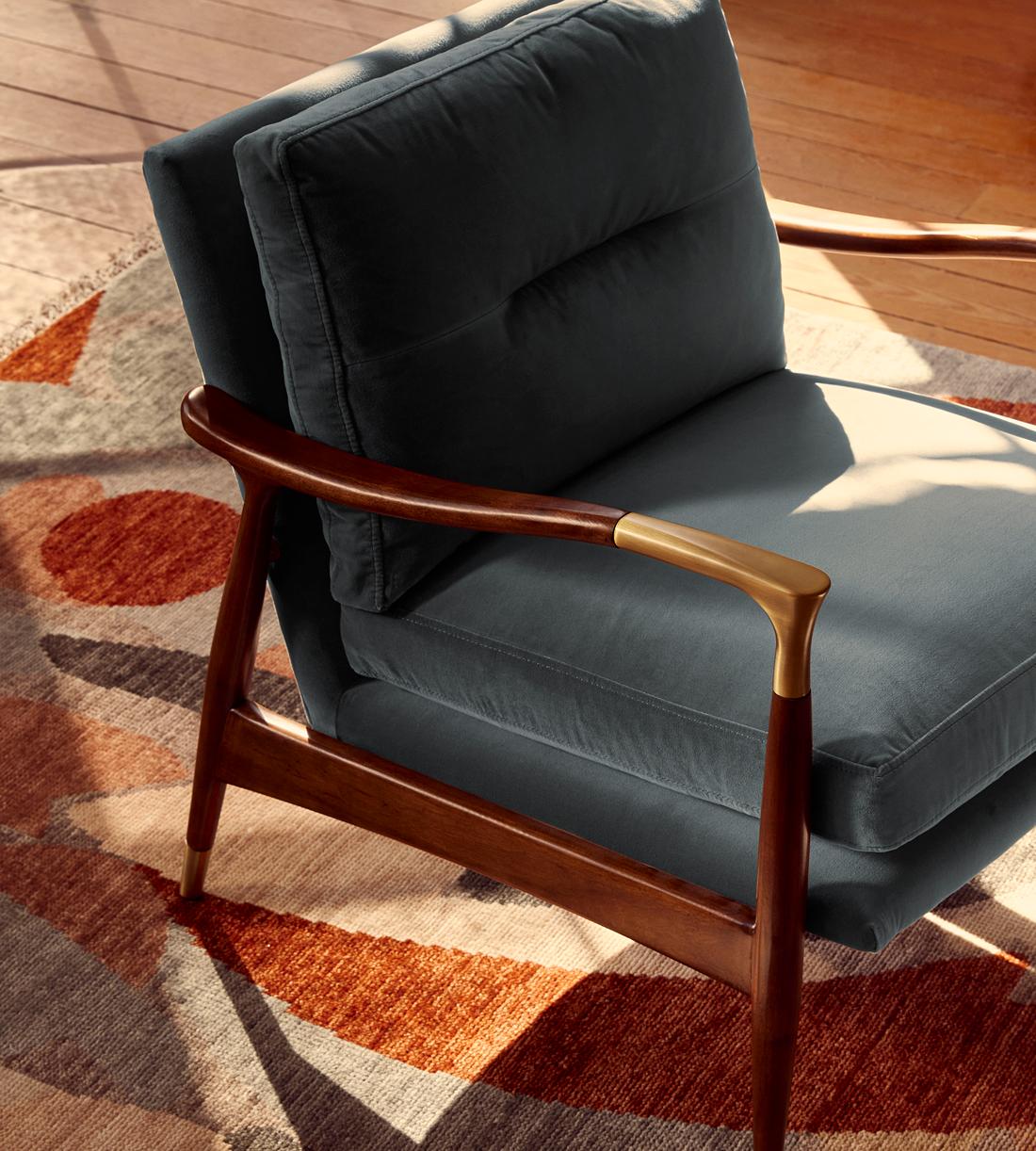 Theodore Armchair - Velvet - Grey Blue - US - Lifestyle - Image 1