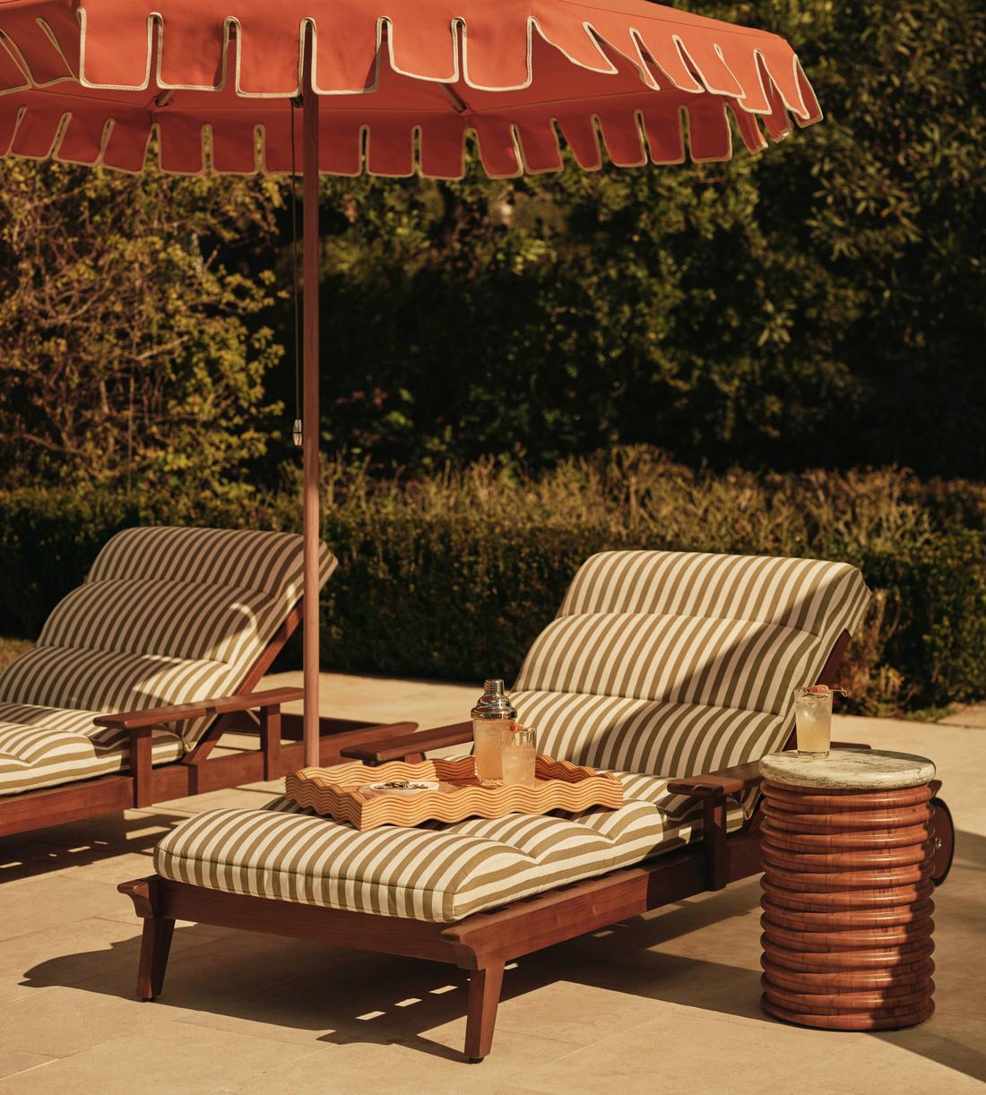 Ardingly Outdoor Chaise Lounger - Babington House Stripe - Lifestyle - Image 1