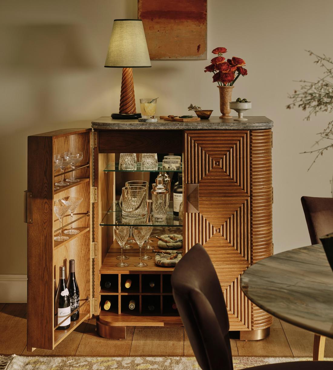 Kingsley Bar Cabinet - Grey Emperador Marble - Lifestyle - Image 1