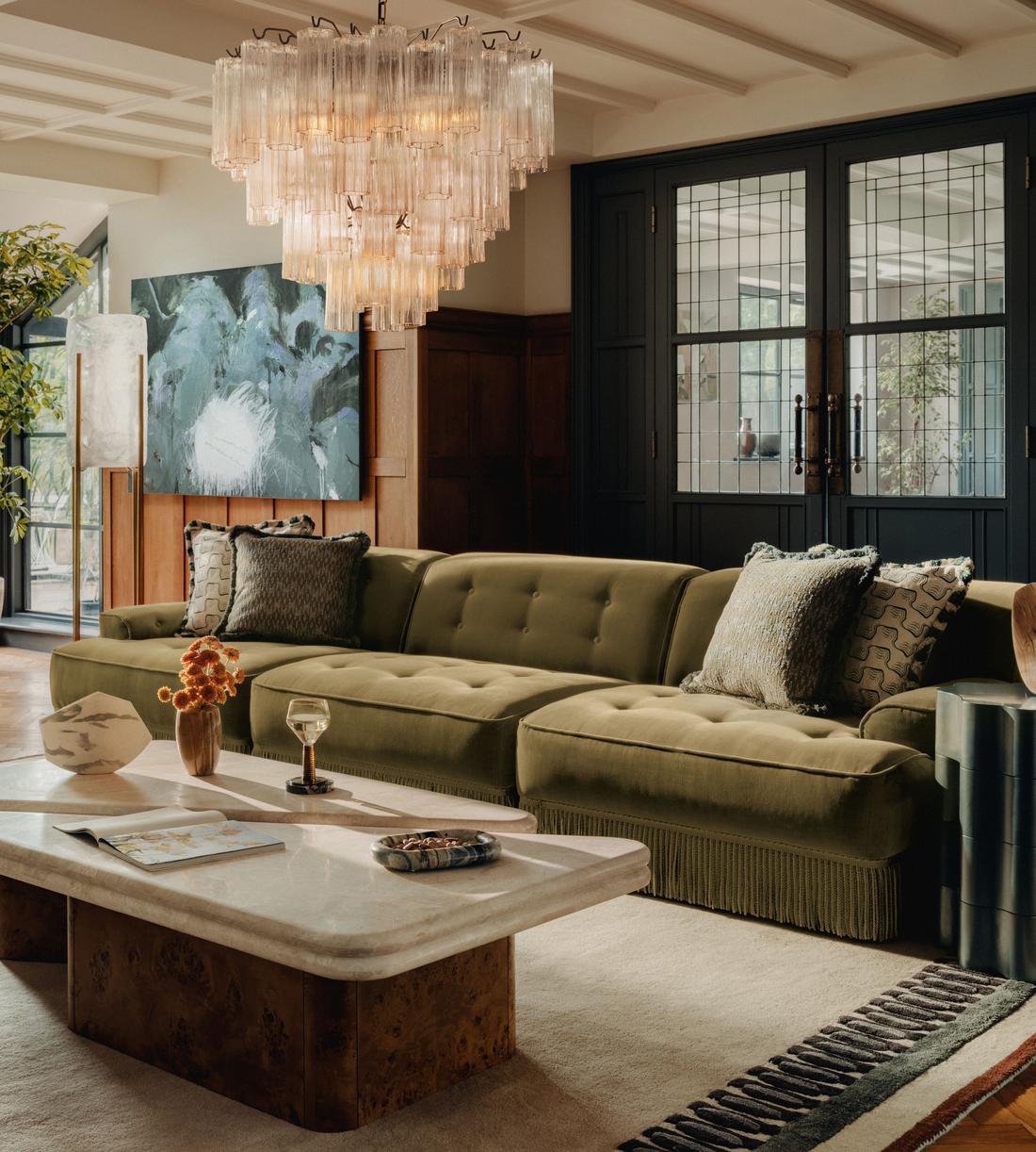 Elowen Modular Sofa - Four Seater - Velvet - Lichen US - Lifestyle - Image 1