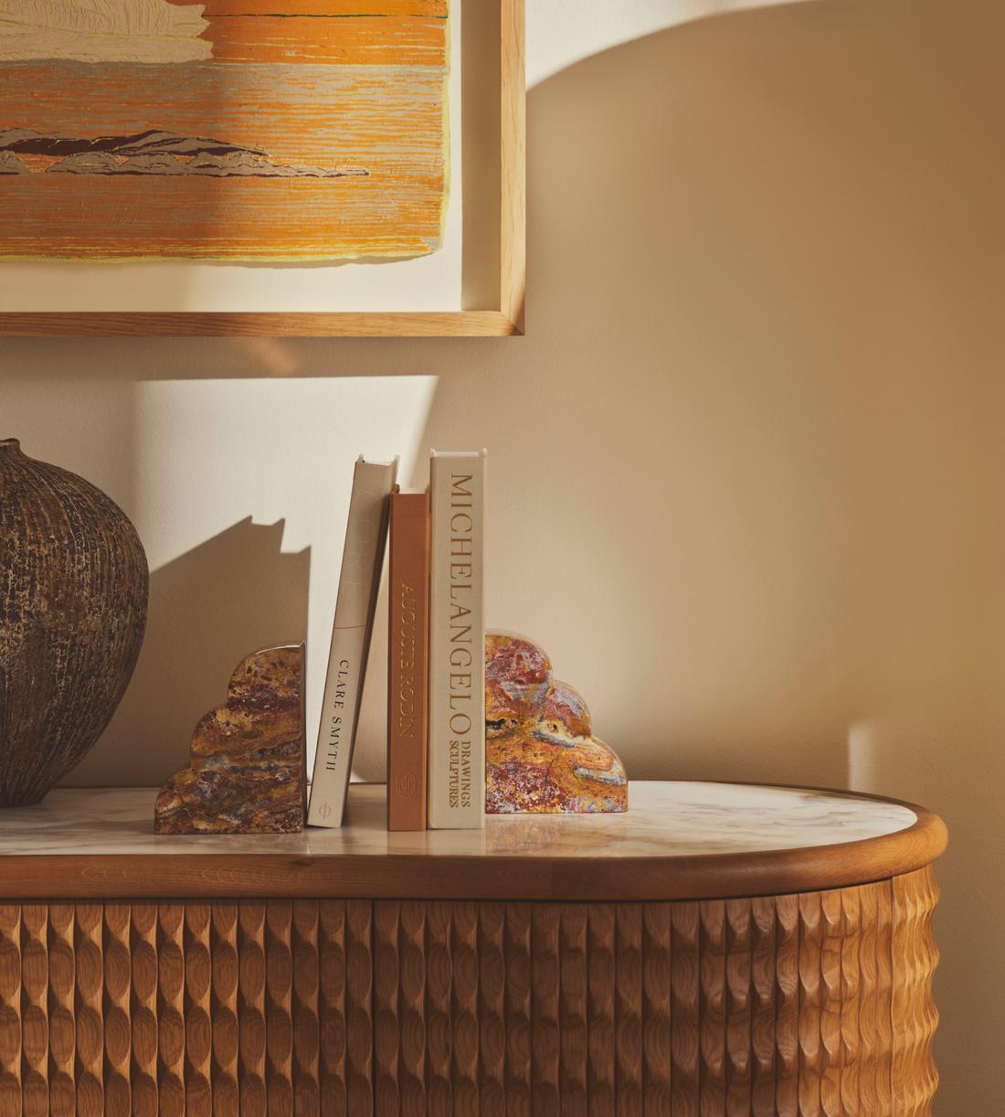 Joanie Bookends - Scalloped Jasper Stone  - Lifestyle - Image 1