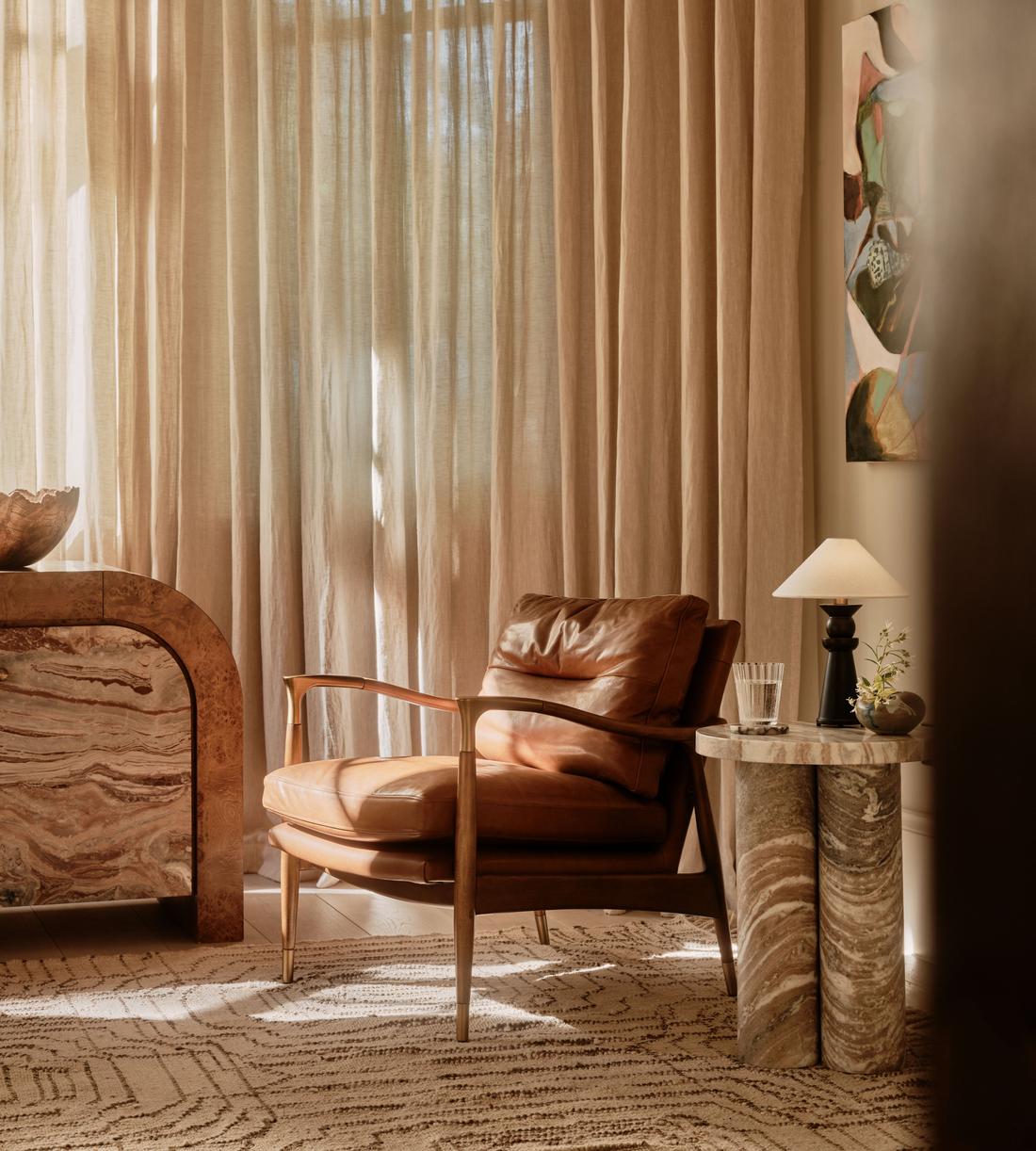 Theodore Armchair - Leather Chestnut - Lifestyle - Image 1