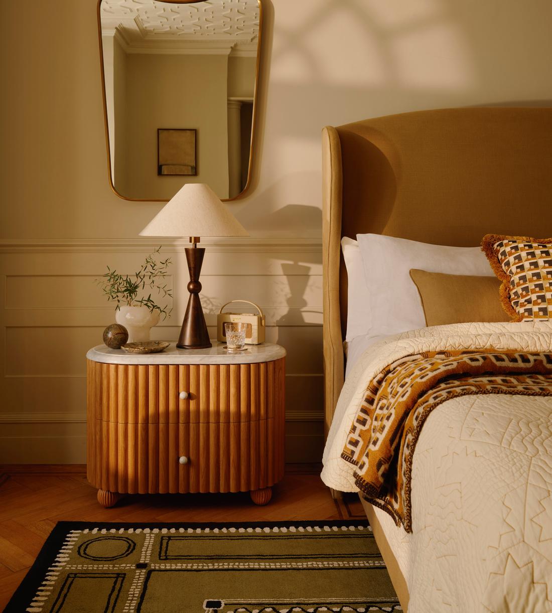 Carlisle Bedside Table - Carrara Marble - Large - Lifestyle - Image 1