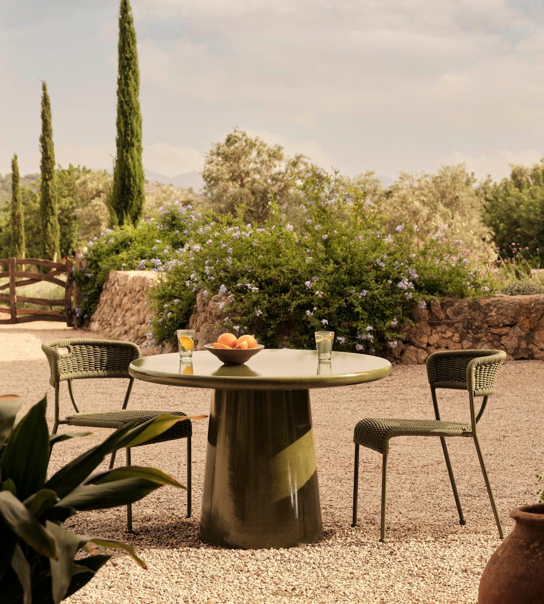 Reti Outdoor Dining Table - Glazed - Olive - Lifestyle - Image 1