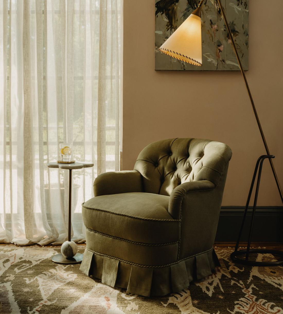 Rosie Armchair - Linen - Sage - UK - Lifestyle - Image 1