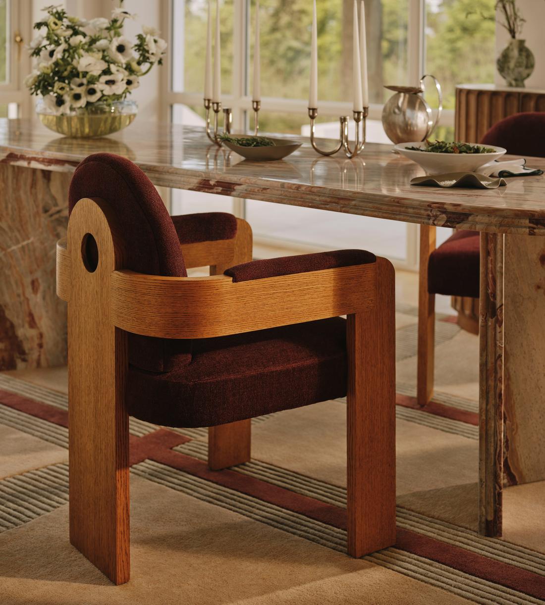 Emerson Dining Chair - Linen Chenille - Bordeaux - UK - Lifestyle - Image 1