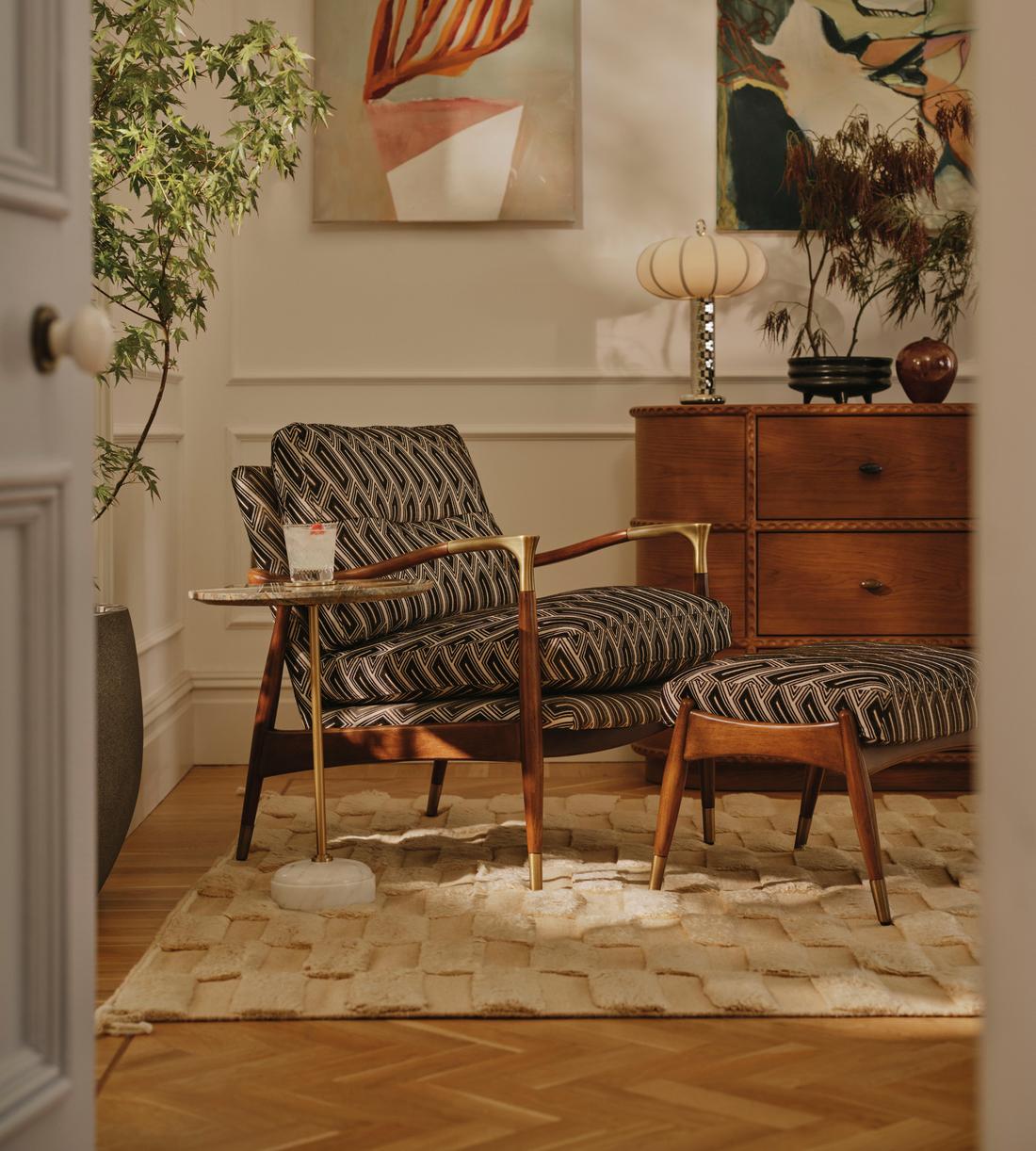 Theodore Armchair - Vende Jacquard - Olive - Lifestyle - Image 1