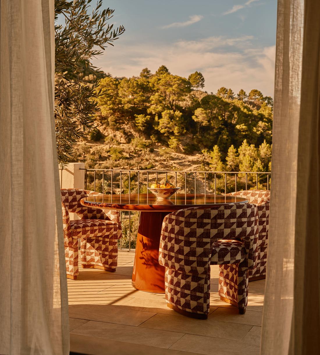 Morrell Outdoor Dining Chair - Geometric - Maroon - UK - Lifestyle - Image 3