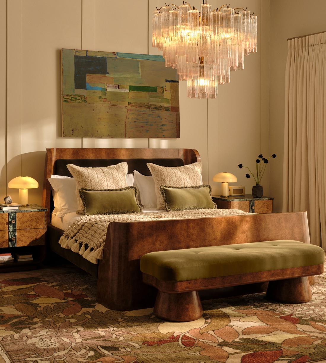 Hallie Bench - Velvet - Olive - UK - Lifestyle - Image 1