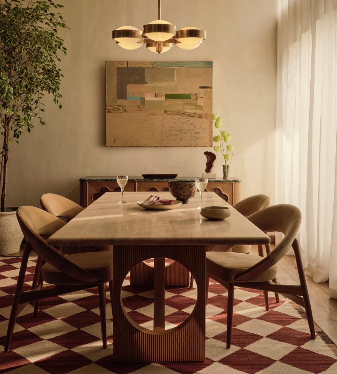 Elliot Dining Table - Travertine - Lifestyle - Image 1