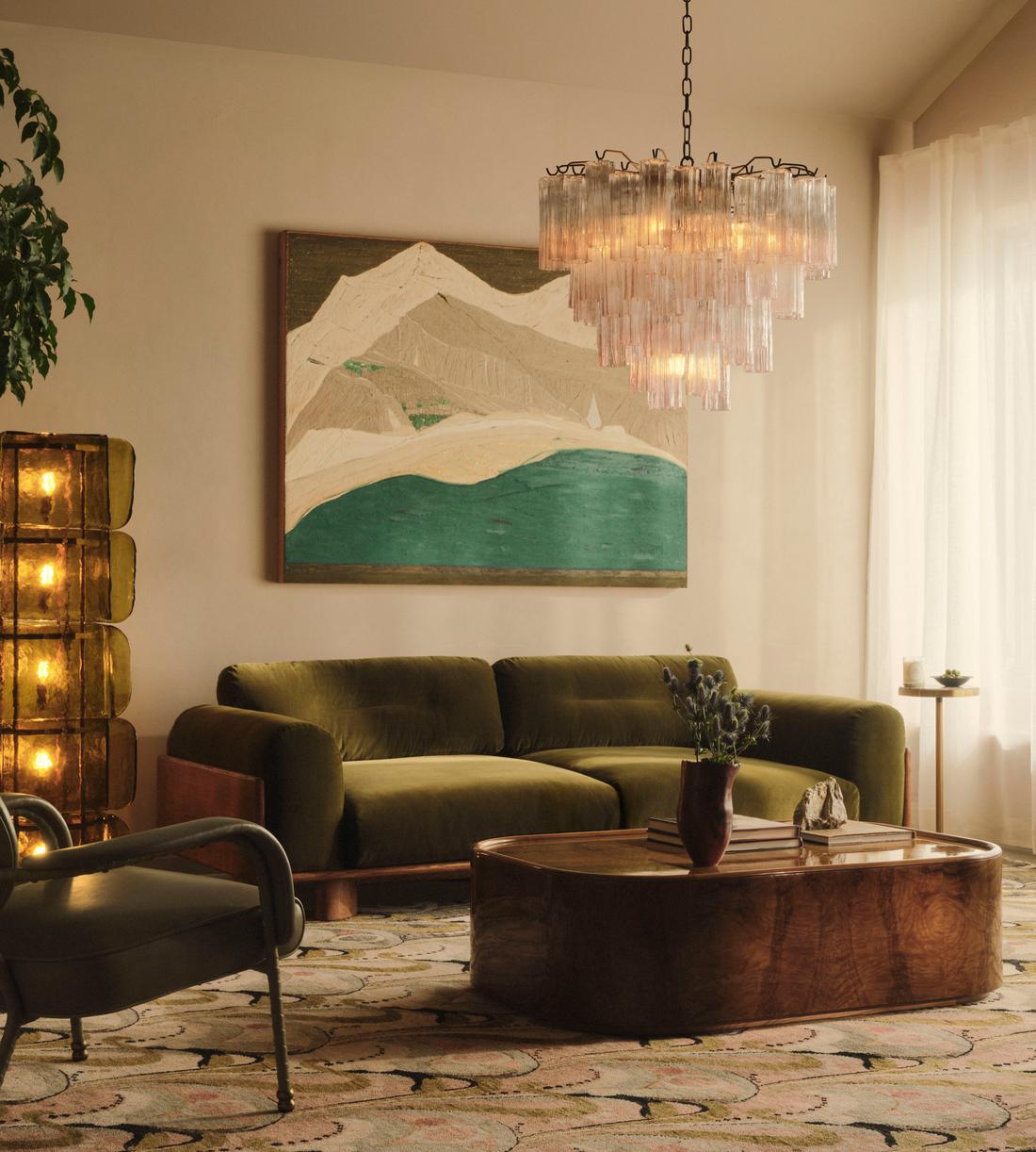 Hoxton Three Seater Sofa - Velvet - Olive - US - Lifestyle - Image 1