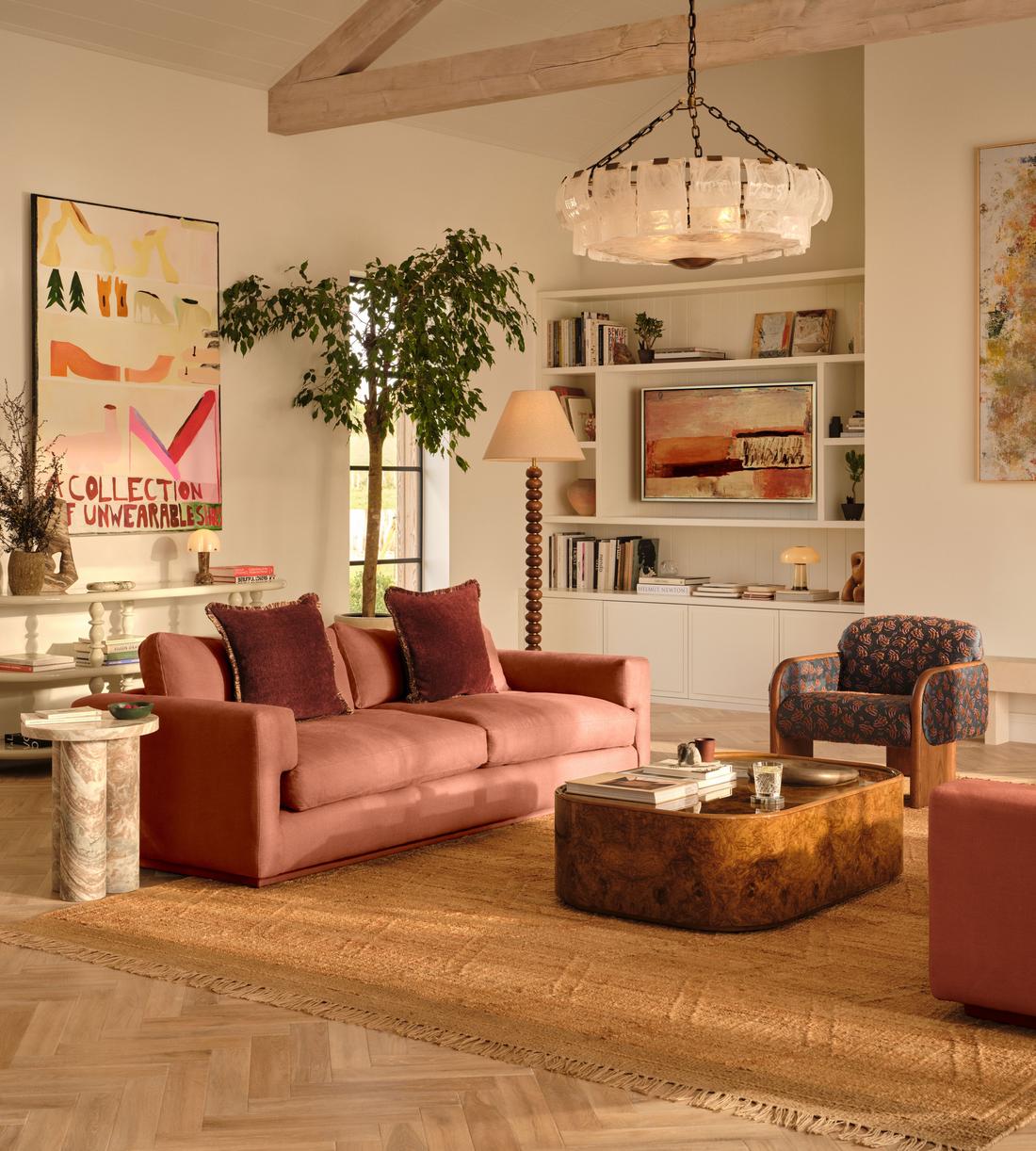 Mossley Three Seater Sofa - Linen - Sienna - Lifestyle - Image 1