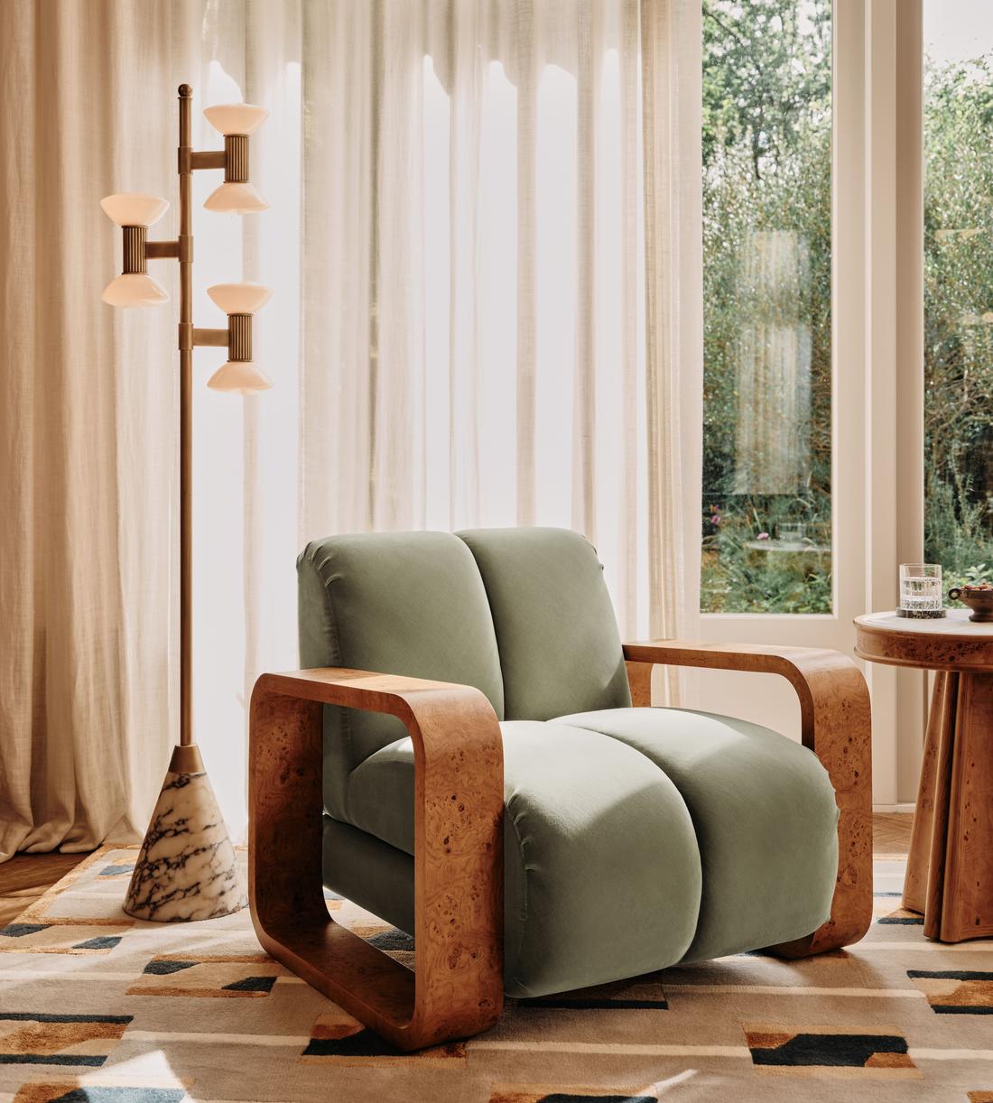 Blake Armchair - Velvet - Seafoam - US - Lifestyle - Image 1