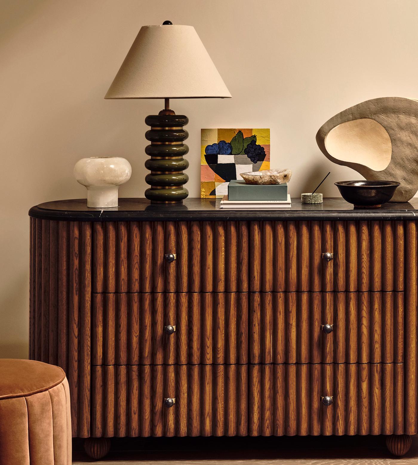 Greyson Table Lamp, High Gloss Lacquer, Olive