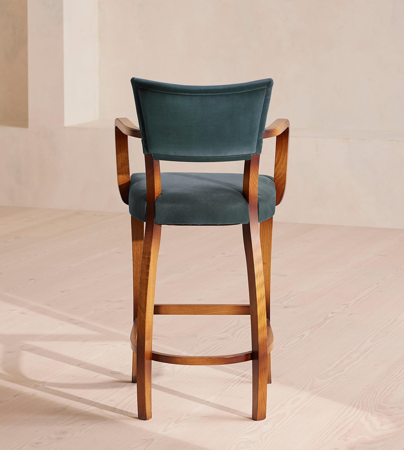 Molina Barstool, Velvet, Grey Blue