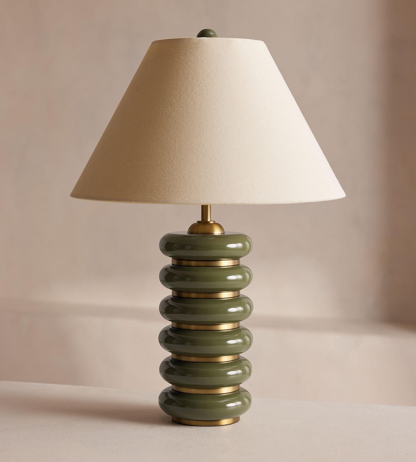 Greyson Table Lamp, High Gloss Lacquer, Olive