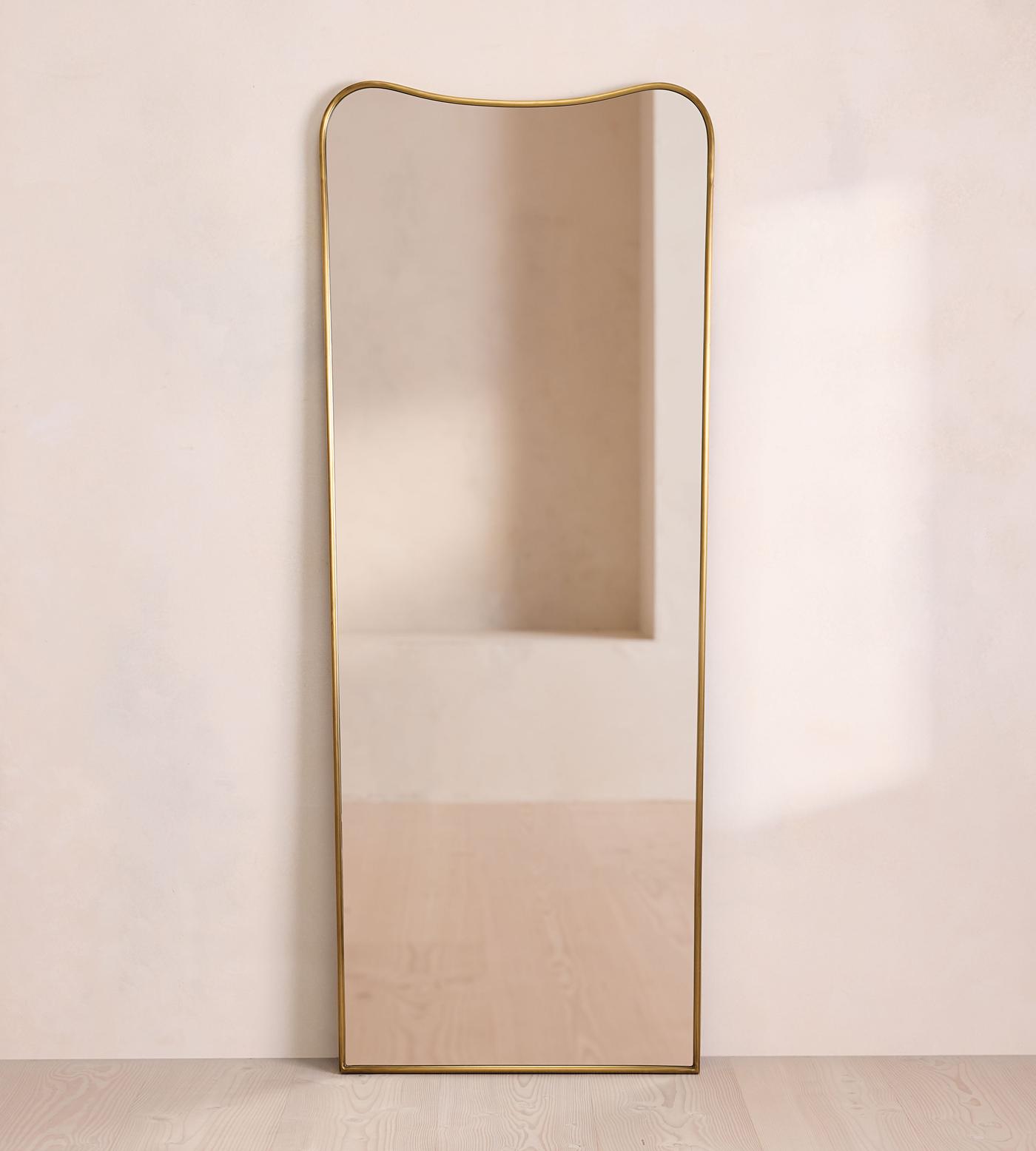 Cooper Floor Mirror, Antique Brass