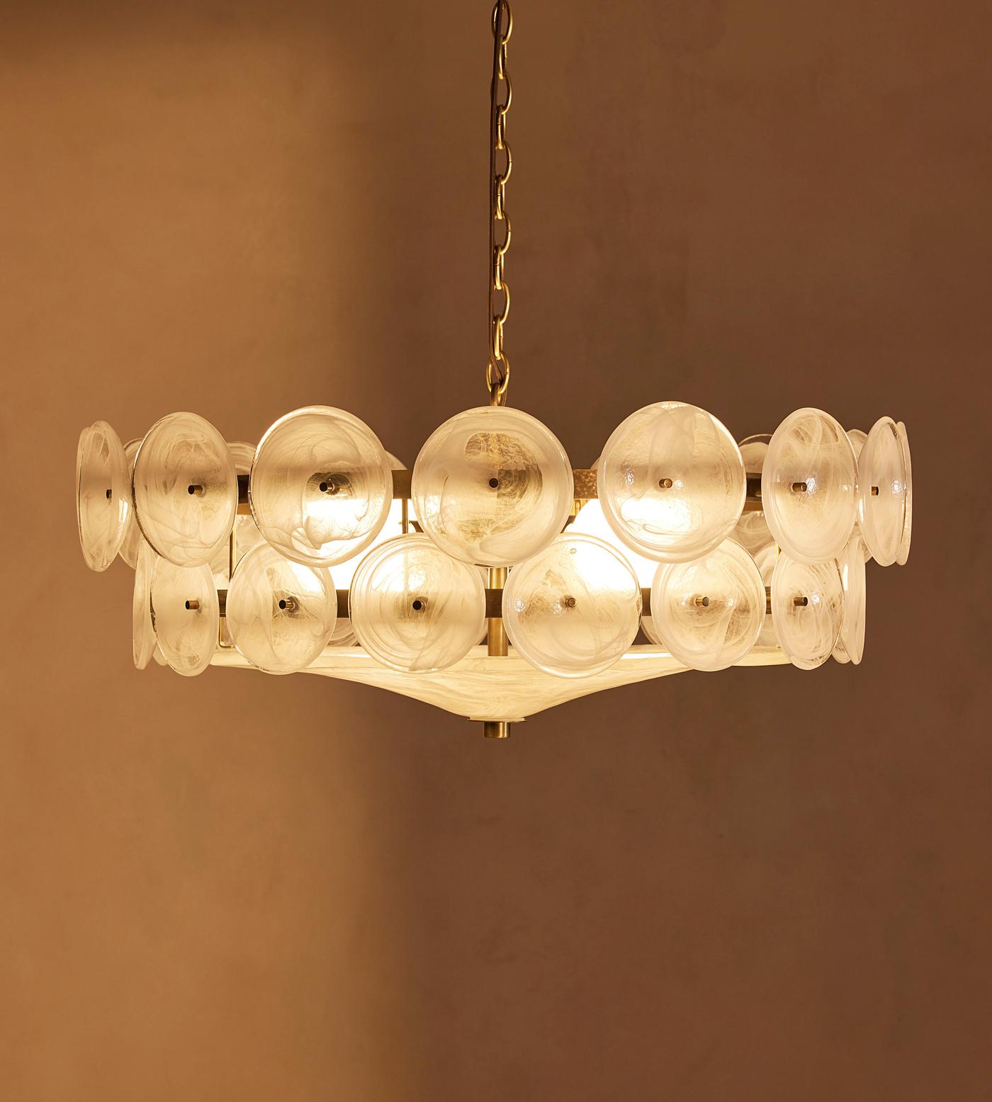 Lorenzo Chandelier: Handcrafted Glass & Antique Brass