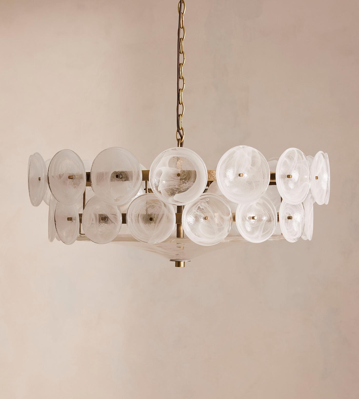Lorenzo Chandelier: Handcrafted Glass & Antique Brass