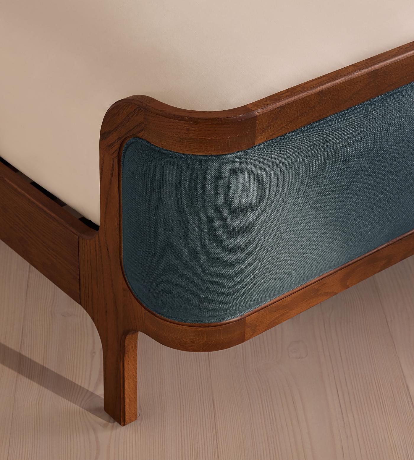 Belsa Bed, King, Linen, Prussian Blue, US