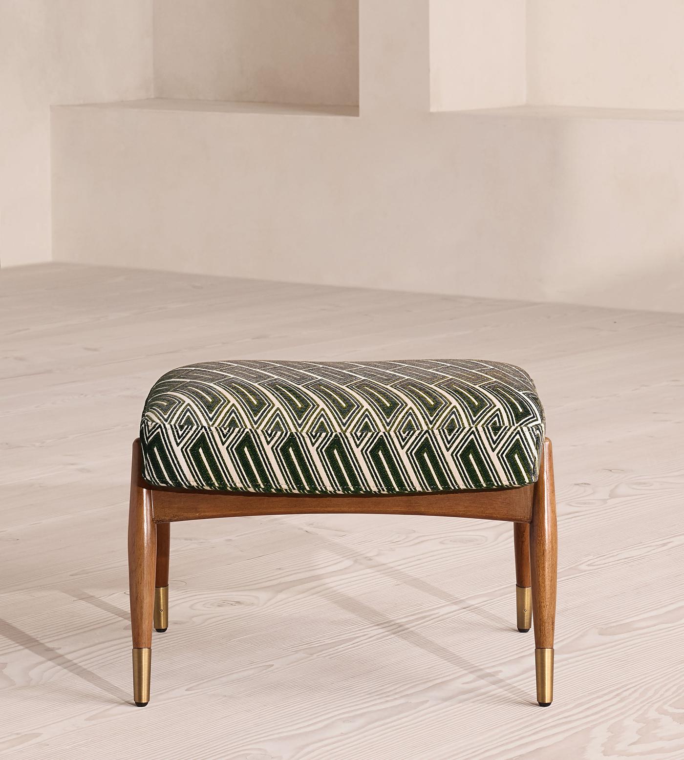 Theodore Footstool, Vende Jacquard, Olive