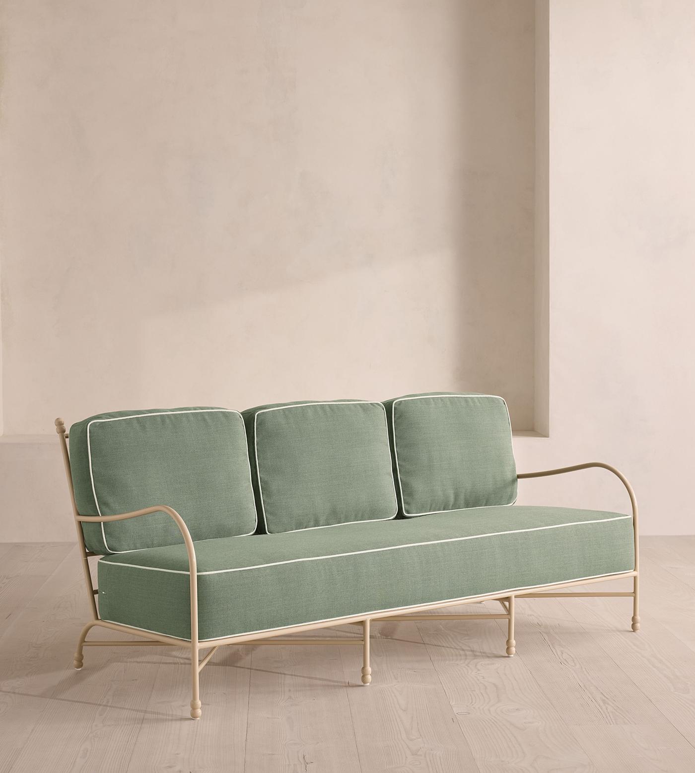 Fawn Outdoor Three Seater Sofa, Sage, US