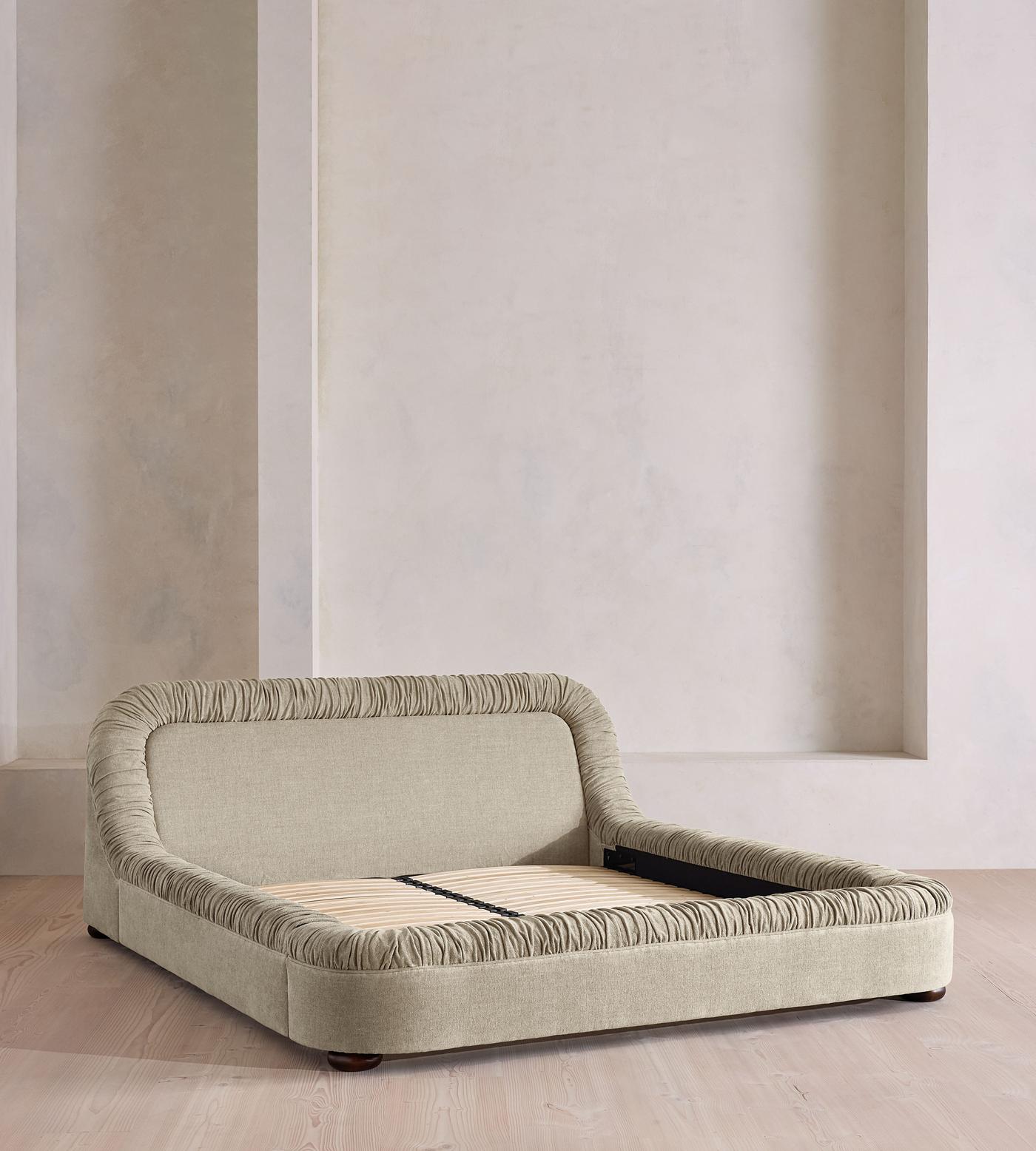 Vara Bed, Emperor, Linen Chenille, Stone