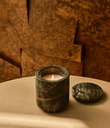 Leather & Oud Forest Green Marble Candle 250g - Listing Image