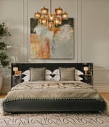 Linus Bed - Queen - Velvet - Grey Blue - US - Listing Image