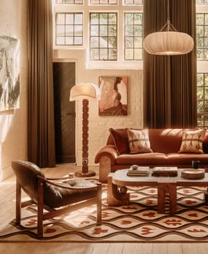 Karine Armchair - Dark Stain - Leather - Moss - US - Hover Image