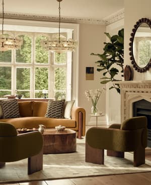 Farrell Three Seater Sofa - Linen - Ochre - UK - Hover Image