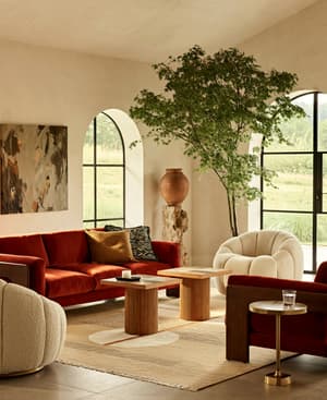 Marcia Three Seater Sofa - Velvet - Rust - US - Hover Image