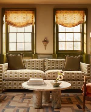 Ashford Three Seater Sofa - Ikat Stripe - Olive - Hover Image