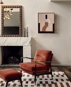 Theodore Footstool - Velvet - Rust - Hover Image