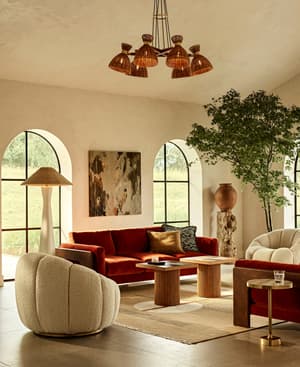 Marcia Three Seater Sofa - Velvet - Rust - Hover Image